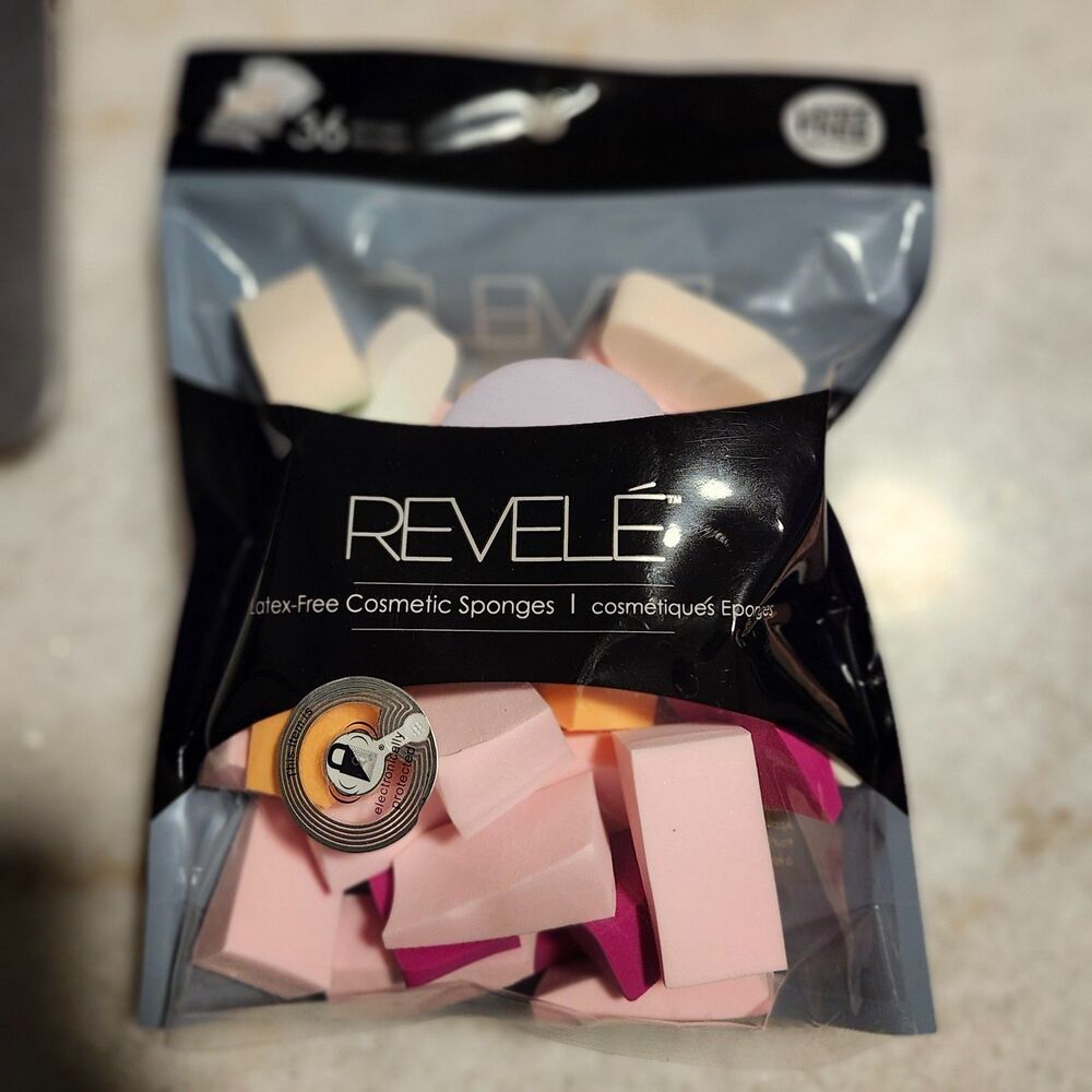REVELE Latex-Free Cosmetic Sponges 36 Count Various Shapes & Sizes \